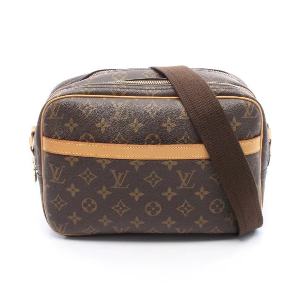Louis Vuitton Reporter Monogram Shoulder Bag Canvas Leather Brown